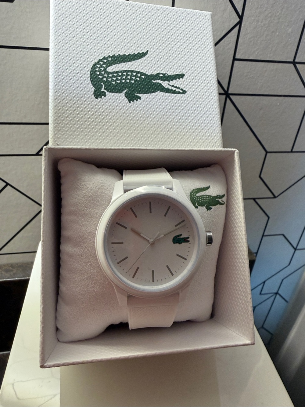 Lacoste White Silicone Strap Watch White Dial Unisex NWT Box Included